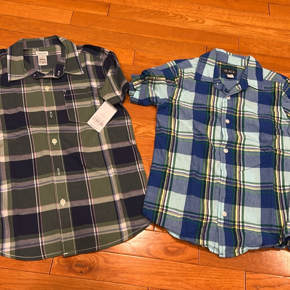 Carter's Navy and Green Plaid Shirt